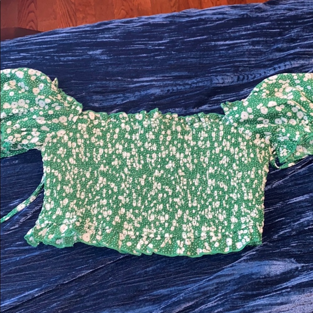 Green and white crop top